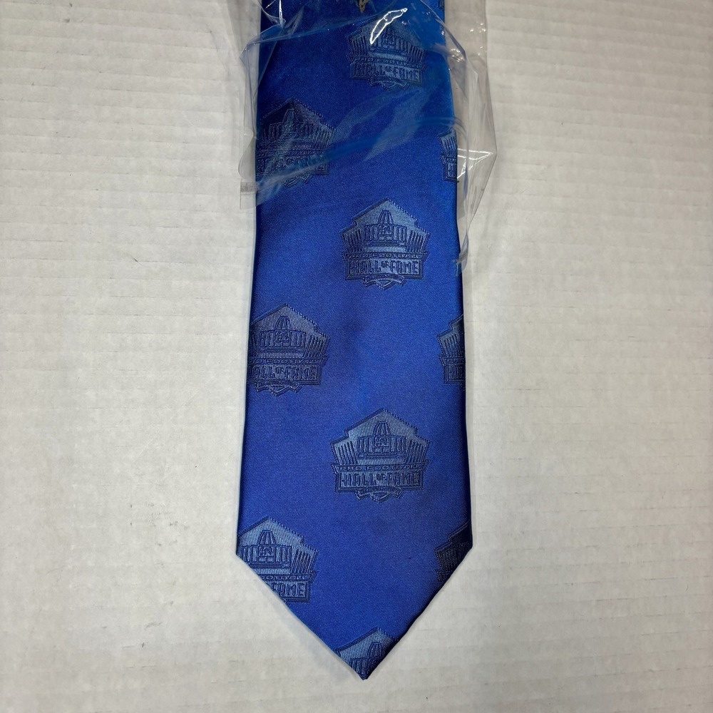 Haggar Blue Neck Tie NFL Pro Football Hall of Fame HOF Logo 100% Silk 3.5" Wide